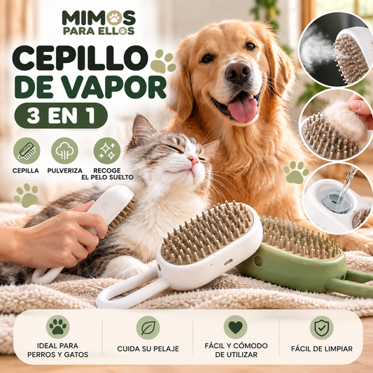 Cepillo de Vapor 3 en 1 para Mascotas 🐾