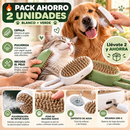 Cepillo de Vapor 3 en 1 para Mascotas 🐾